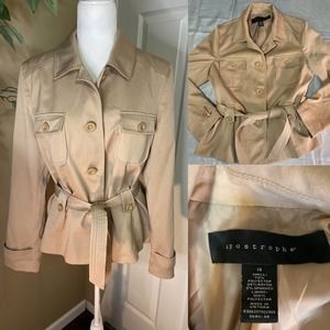 Apostrophe tan jacket blazer with belt sz 14